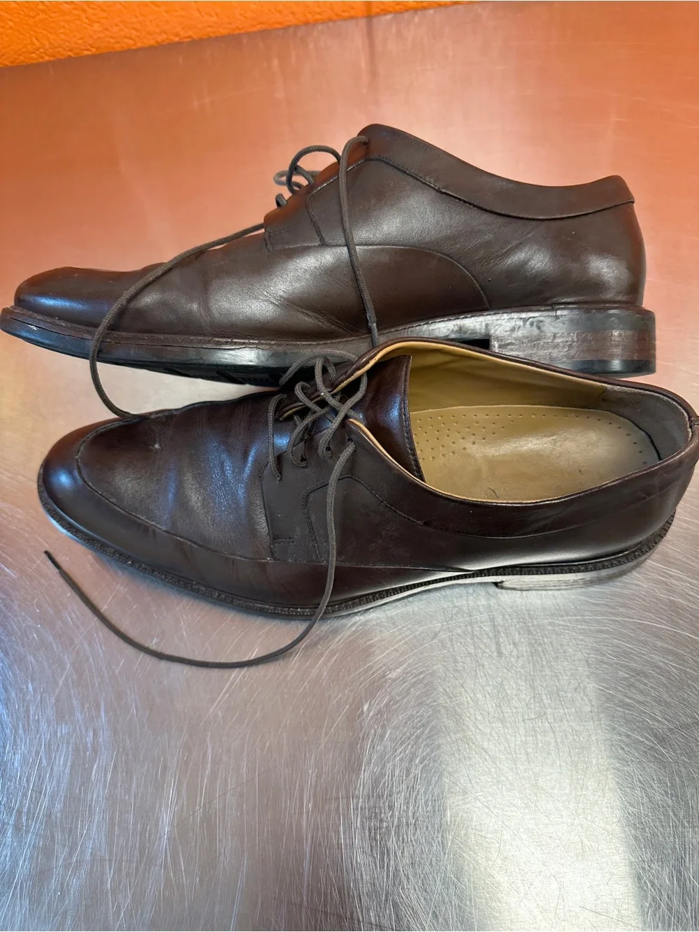 Cole Haan Grand.OS Brown Leather Apron Toe Derby Dress Shoes Men’s 9.5M